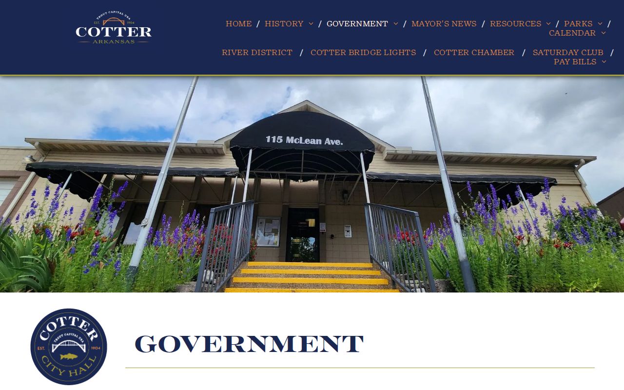 Cotter Police arrest record and City Hall contact page