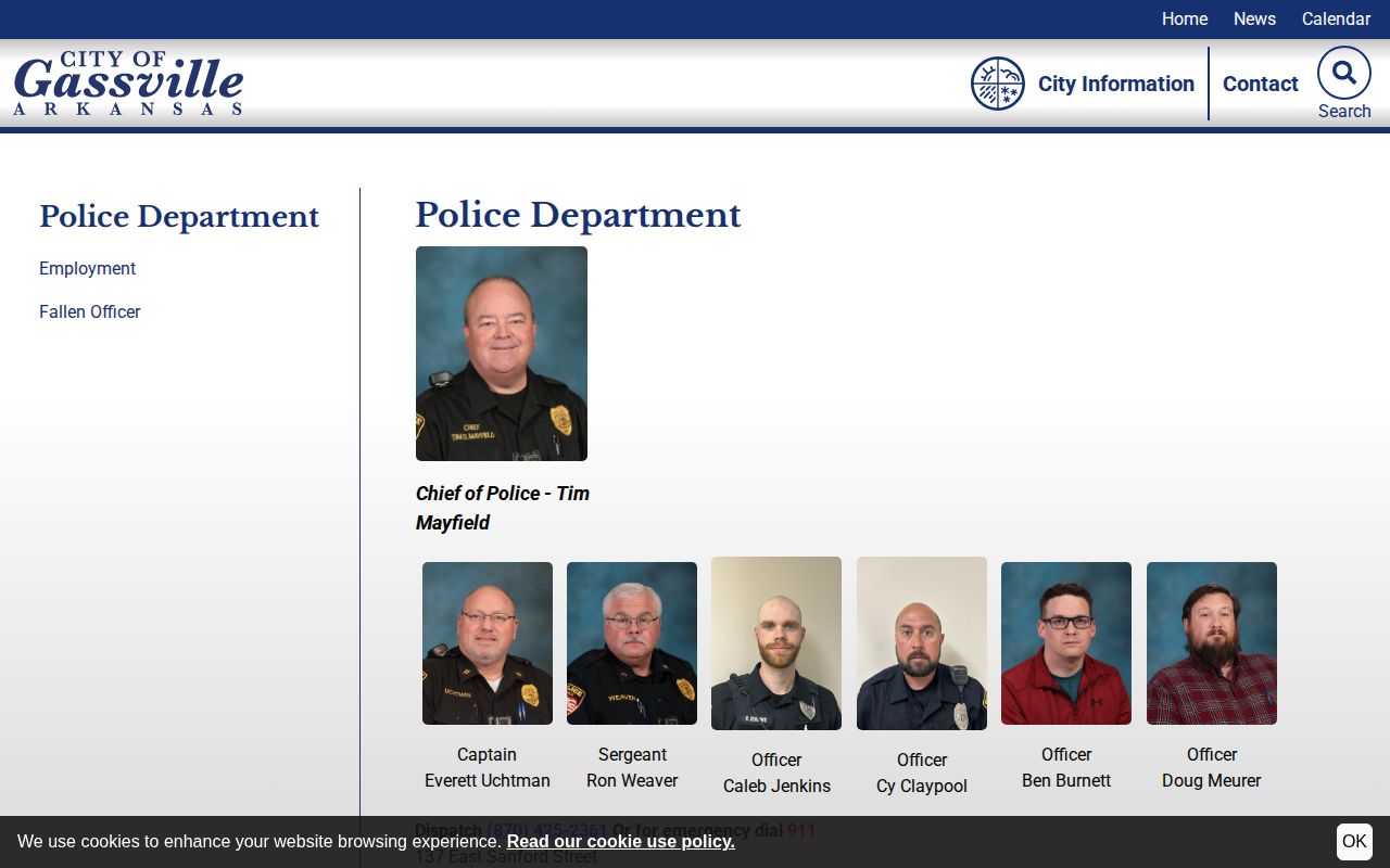 Gassville Police arrest record contact and county routing page